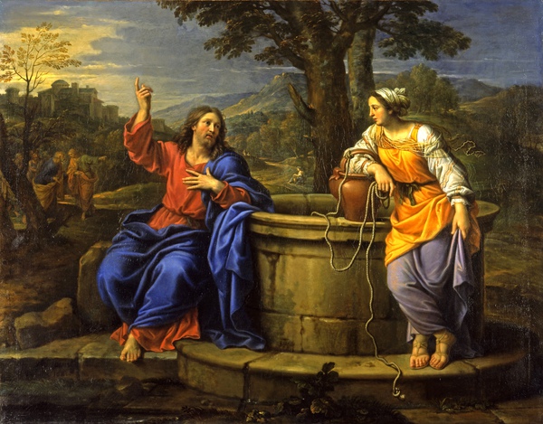 Christ and the Woman of Samaria. The painting by Pierre Mignard