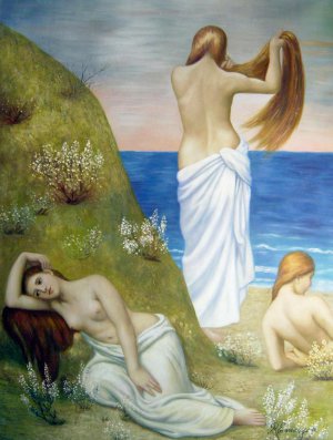 Pierre Puvis De Chavannes, Young Girls at the Seaside, Painting on canvas