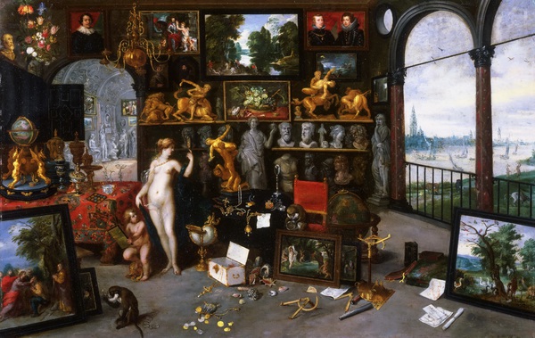 The Allegory of Sight (Venus and Cupid in a Picture Gallery). The painting by Pieter Bruegel the Younger