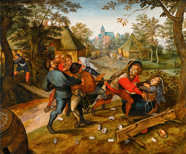 The Peasants' Brawl. The painting by Pieter Bruegel the Younger