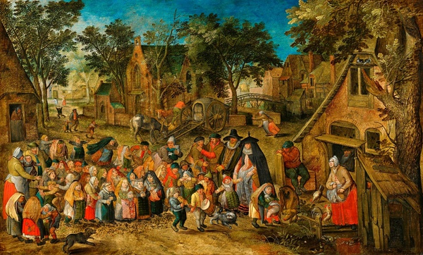 The Whitsun Bride. The painting by Pieter Bruegel the Younger