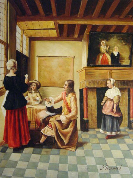 Interior Of A Dutch House. The painting by Pieter De Hooch