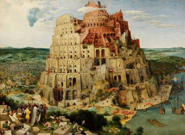 At the Tower of Babel. The painting by Pieter the Elder Bruegel