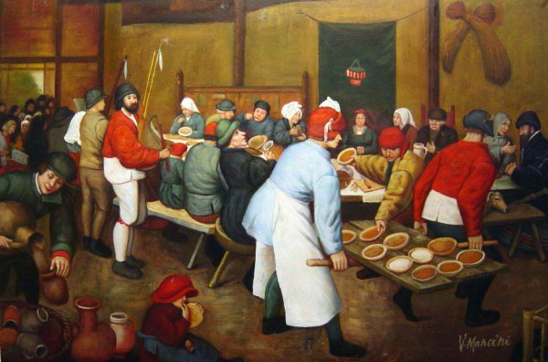 Peasant Wedding. The painting by Pieter the Elder Bruegel