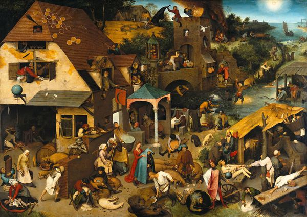 The Dutch Proverbs (Netherlandish Proverbs). The painting by Pieter the Elder Bruegel