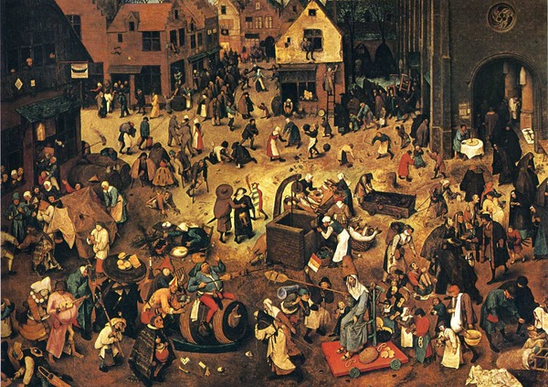 The Fight between Carnival and Lent. The painting by Pieter the Elder Bruegel