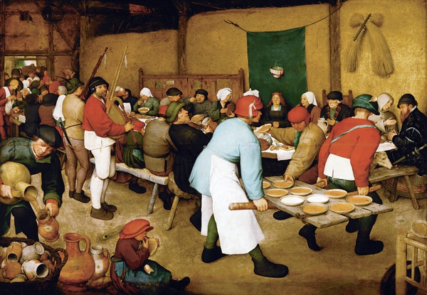 The Peasant Wedding. The painting by Pieter the Elder Bruegel