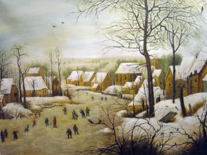 Pieter the Elder Bruegel, Winter Landscape With A Bird Trap, Painting on canvas