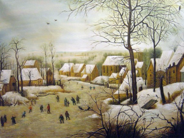 Winter Landscape With A Bird Trap. The painting by Pieter the Elder Bruegel