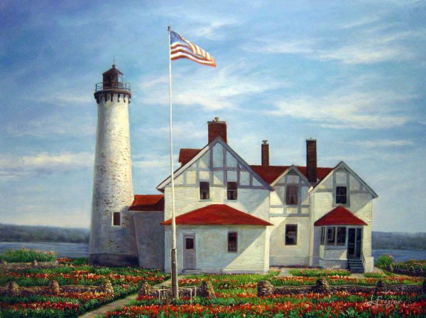 Point Iroquois Lighthouse. The painting by Our Originals