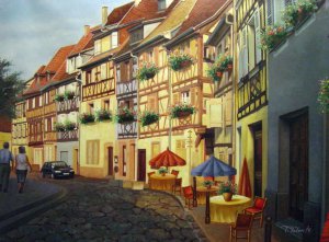 Our Originals, Quaint European Street, Painting on canvas