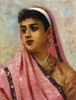 Raja Ravi Varma, Portrait of a Parsee Lady, Painting on canvas