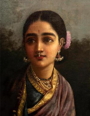 Radha in the Moonlight, Raja Ravi Varma, Art Paintings