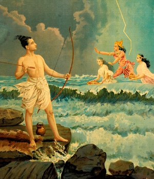 Raja Ravi Varma, Varuna, the Lord of the Ocean, Painting on canvas