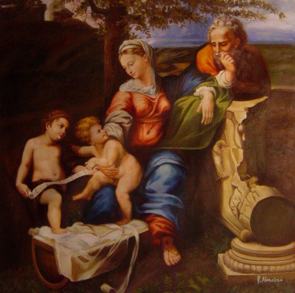 Holy Family, Virgin Of The Oak. The painting by Raphael 