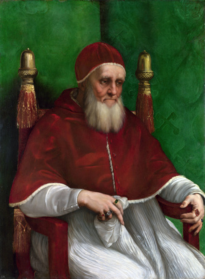 Raphael , Portrait of Pope Julius II, circa 1512, Painting on canvas