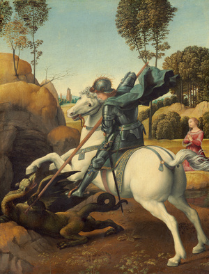 Raphael , Saint George and the Dragon, Painting on canvas