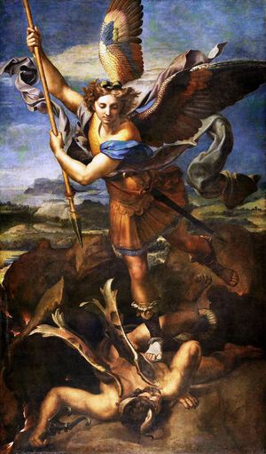 Raphael , Saint Michael Vanquishing Satan, Art Reproduction