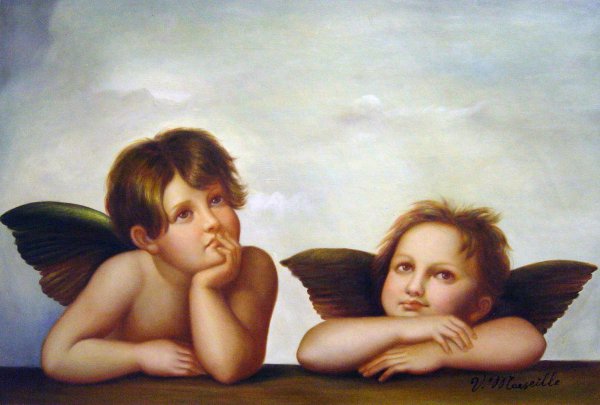 Two Cherubs. The painting by Raphael 