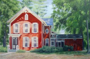 Famous paintings of House Scenes: Red Farm House