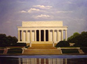 Our Originals, Reflection Pond At The Lincoln Memorial, Painting on canvas
