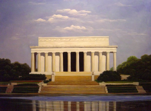 Reflection Pond At The Lincoln Memorial. The painting by Our Originals