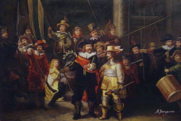 A Night Watch. The painting by Rembrandt van Rijn
