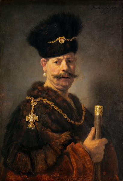 A Polish Nobleman. The painting by Rembrandt van Rijn