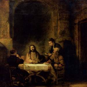 A Supper at Emmaus, Rembrandt van Rijn, Art Paintings
