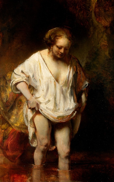 A Woman Bathing. The painting by Rembrandt van Rijn
