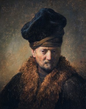Rembrandt van Rijn, Bust of an Old Man in a Fur Cap, Painting on canvas