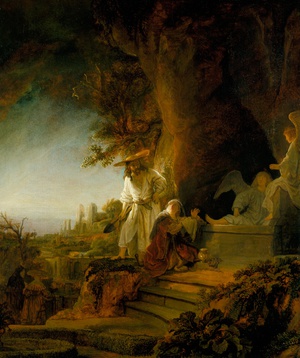 Rembrandt van Rijn, Christ and St Mary Magdalen at the Tomb, Painting on canvas