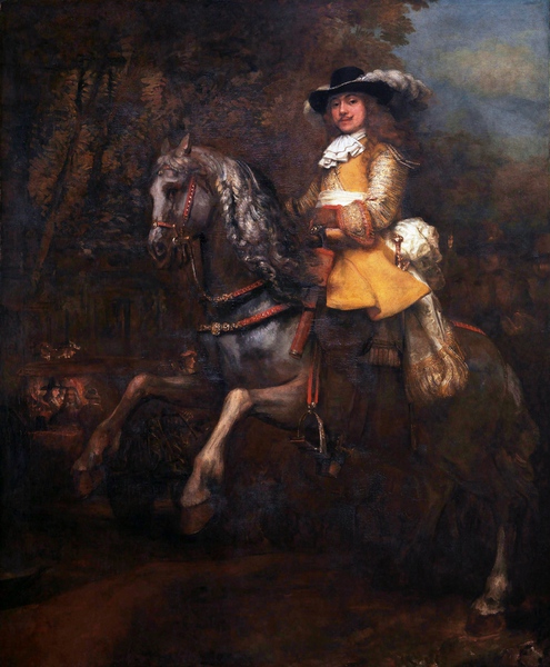 Frederick Rihel on Horseback. The painting by Rembrandt van Rijn