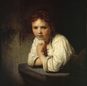 Girl at a Window, Rembrandt van Rijn, Art Paintings