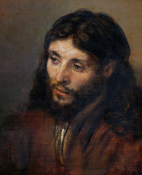 Head of Christ . The painting by Rembrandt van Rijn