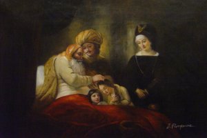 Rembrandt van Rijn, Jacob Blessing The Children Of Joseph, Painting on canvas