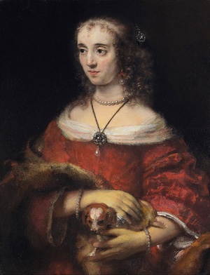 Rembrandt van Rijn, Portrait of a Lady with a Lap Dog, Painting on canvas