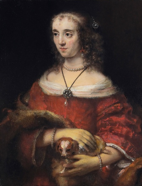 Portrait of a Lady with a Lap Dog. The painting by Rembrandt van Rijn