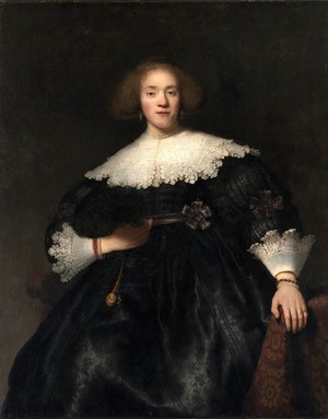 Rembrandt van Rijn, Portrait of a Young Woman with a Fan, Painting on canvas