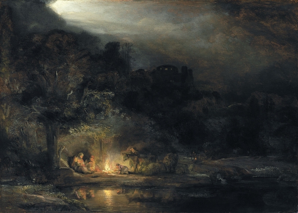Rest on the Flight to Egypt. The painting by Rembrandt van Rijn