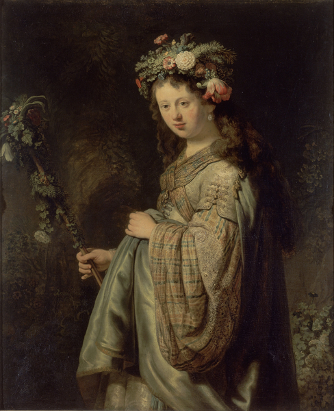 Saskia Dressed as Flora. The painting by Rembrandt van Rijn