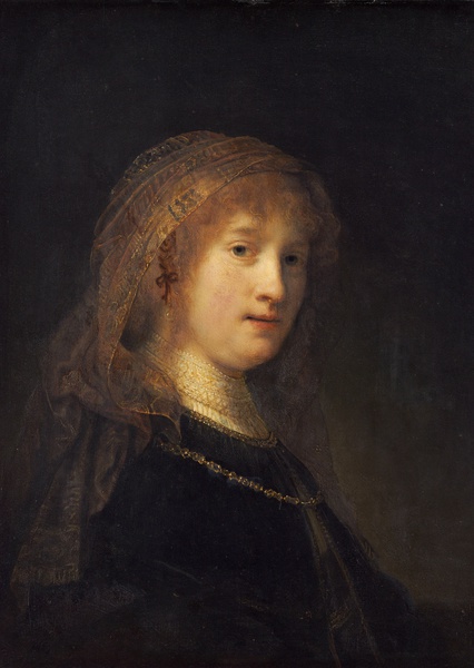 Saskia van Uylenburgh, the Wife of the Artist. The painting by Rembrandt van Rijn