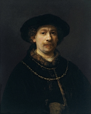 Rembrandt van Rijn, Self Portrait Wearing a Hat and Two Chains, Painting on canvas