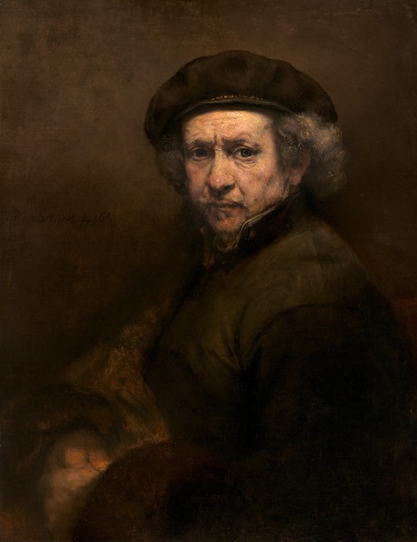 Self Portrait with Beret and Turned-Up Collar. The painting by Rembrandt van Rijn