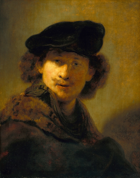 Self Portrait with Velvet Beret. The painting by Rembrandt van Rijn