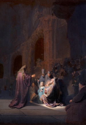 Rembrandt van Rijn, Simeon’s Song of Praise (Simeon in the Temple), Painting on canvas