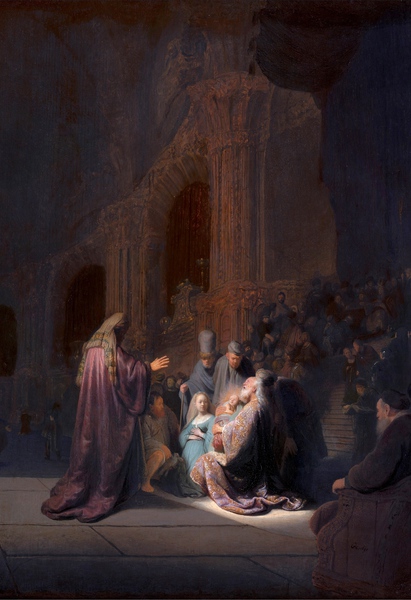 Simeon’s Song of Praise (Simeon in the Temple). The painting by Rembrandt van Rijn