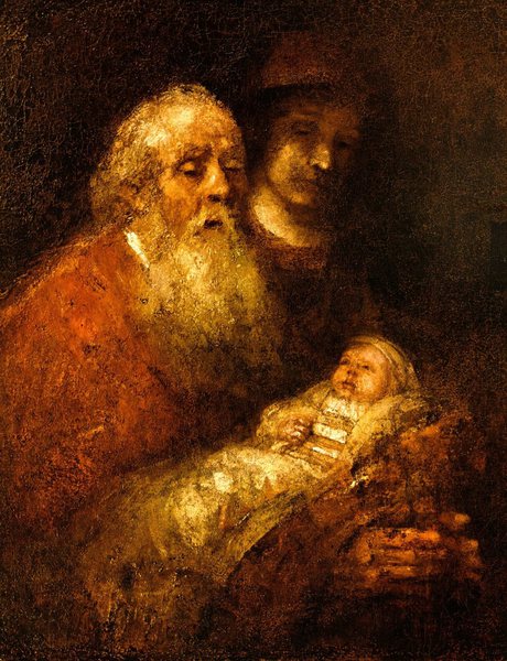 Simon with Jesus. The painting by Rembrandt van Rijn