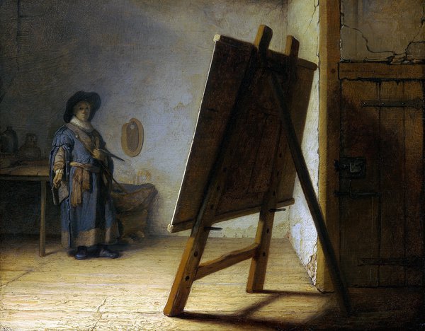 The Artist in His Studio. The painting by Rembrandt van Rijn