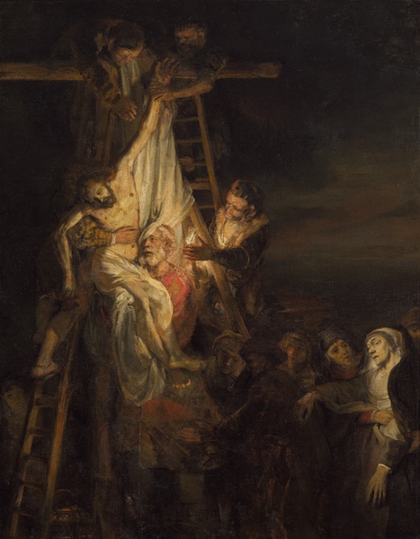 The Descent from the Cross. The painting by Rembrandt van Rijn